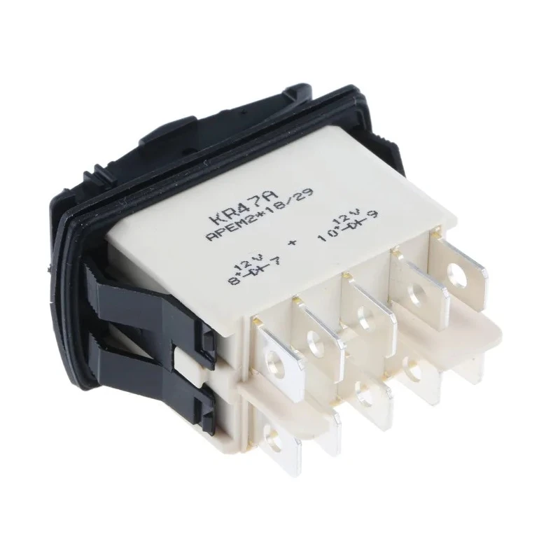 APEM Illuminated Double Pole Double Throw (DPDT) On-Off-On (On)-Off-(On) Rocker Switch Panel KR47CAKDDG