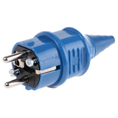 MENNEKES 16A 230V France Germany Mains Plug Blue Thermoplastic Cable Mount Screw Termination 10838