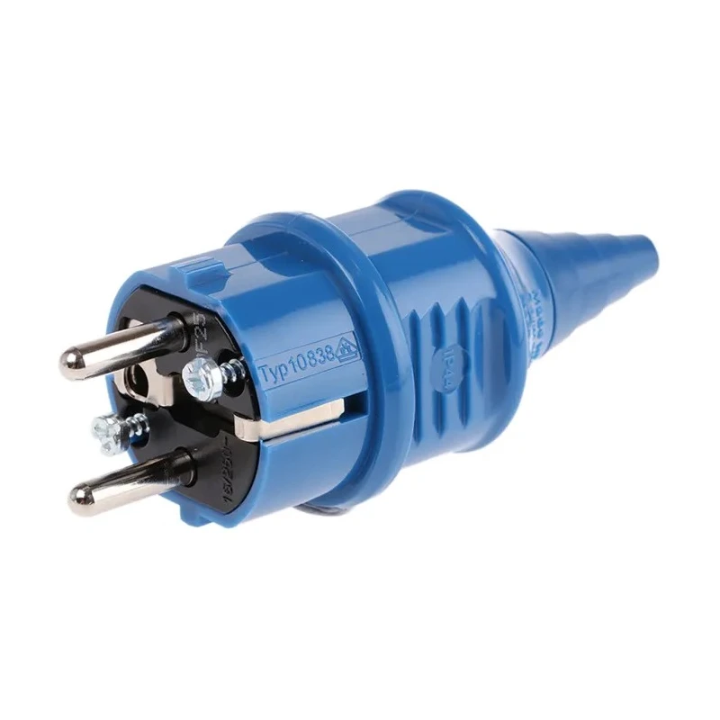 MENNEKES 16A 230V France Germany Mains Plug Blue Thermoplastic Cable Mount Screw Termination 10838