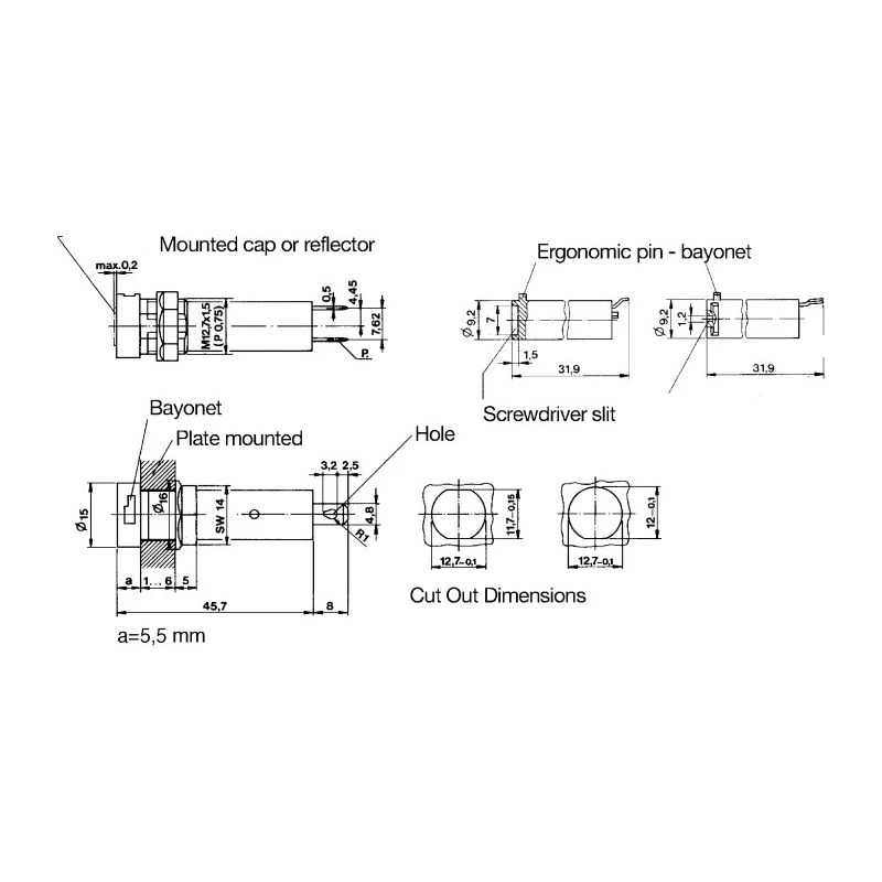 Littelfuse 16A Panel Mount Fuse Holder for 6.3 x 32 mm, 250V 8160000000