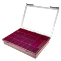 Raaco Red Polypropylene 15 Cell Compartment Box with Transparent Lid 57mm x 338mm x 260mm 108478