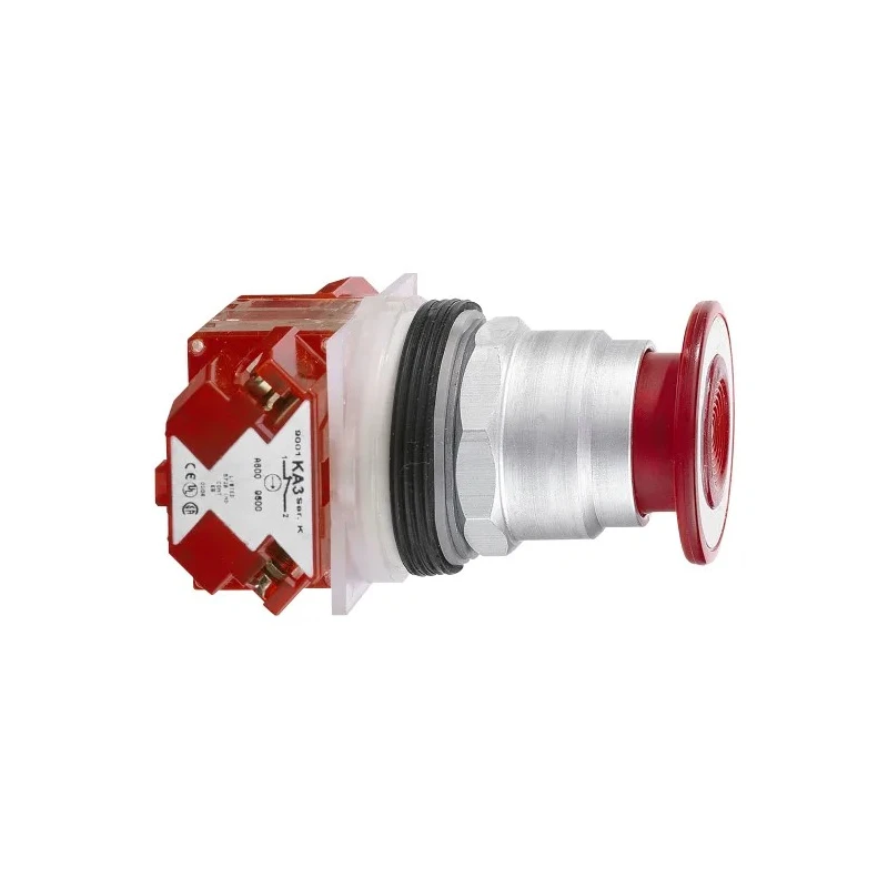 Schneider Electric Harmony 9001K Series Illuminated Mushroom Head Push Button Switch, Spring Return, Red LED, 30 9001KR9RH6