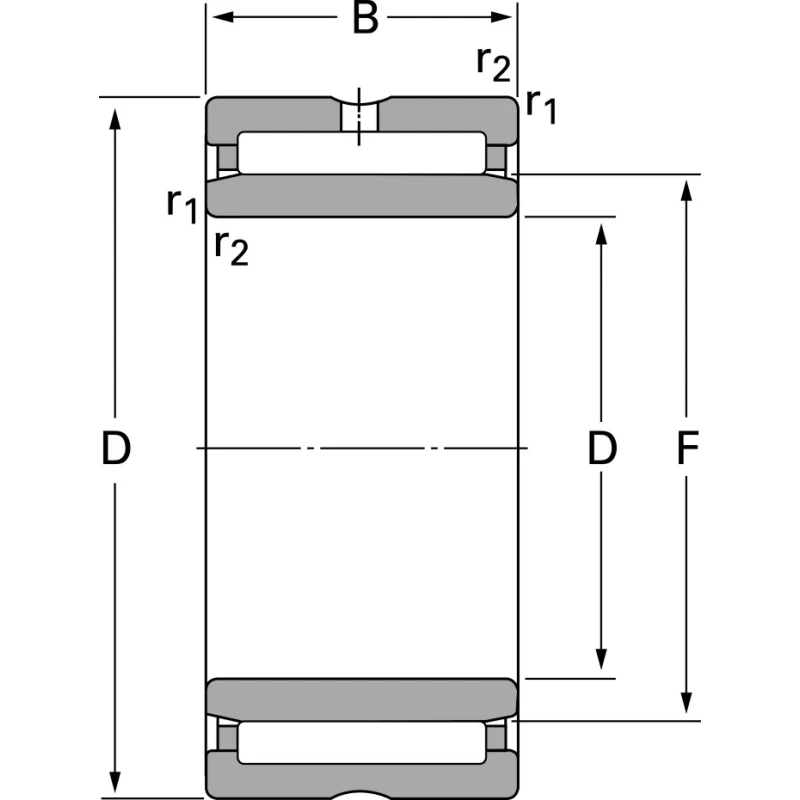 SKF Single-Row Needle Roller Bearing 10 mm Inside Diameter, 22 mm Outside Diameter, 16 mm Race Width NKI 10/16