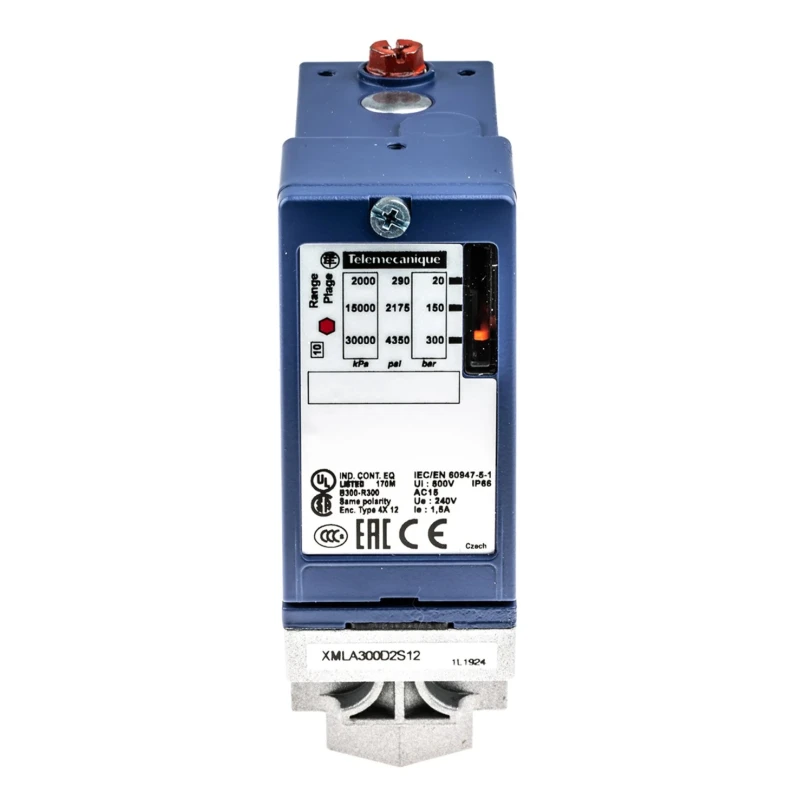 Telemecanique Sensors XMLA Series Differential Pressure Sensor Relay Output 20 bar to 300 bar Zinc Alloy XMLA300D2S12