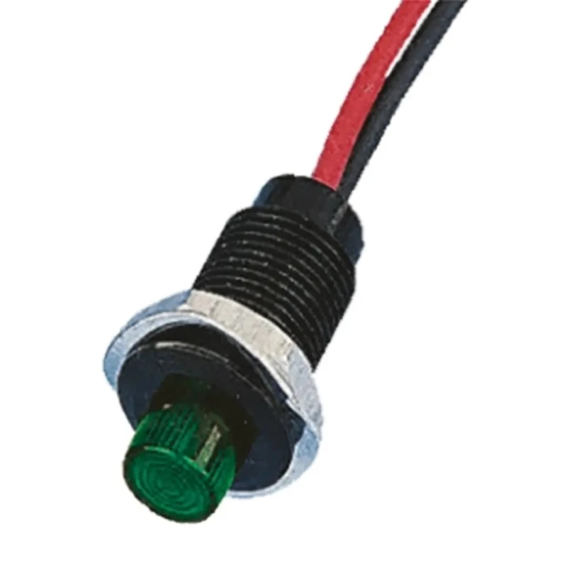 Oxley Green Indicator 12V AC 7.5mA Lead Wire Termination IP66 Prominent Bezel OXL/CLH/100/P/12AC/FL30/GN
