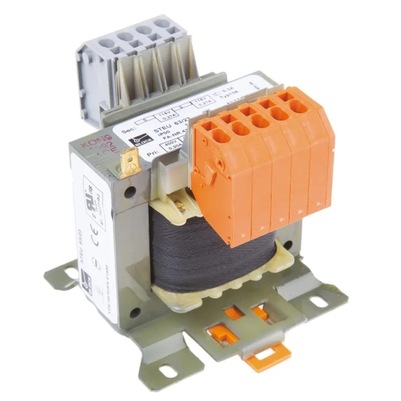 Block 2 Output 63 VA Chassis Mount Transformer 230 V / 400 V ac Primary, 2 x 115 V ac Secondary STEU63/23