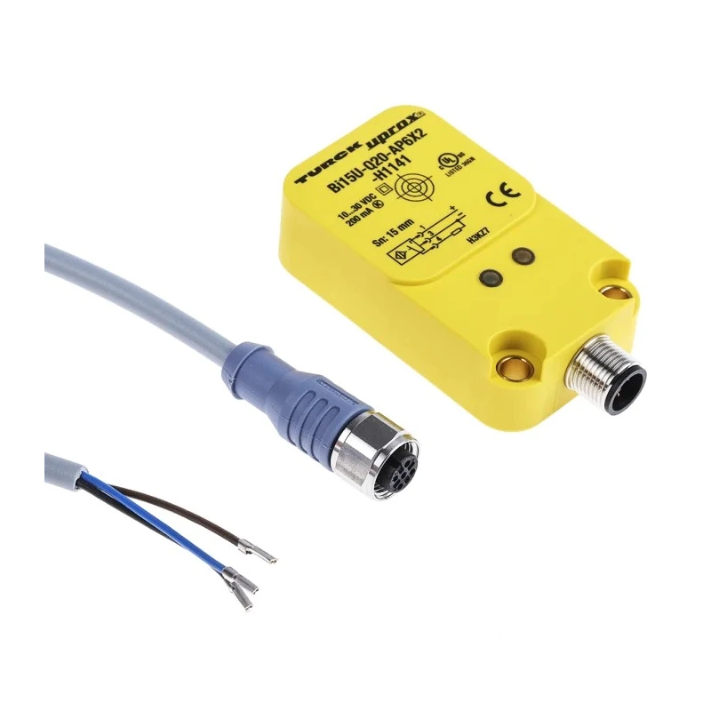 Turck Block Inductive Proximity Sensor M12 Thread, PNP Output, 30 V DC, 200mA, 15 mm Detection Range Bi15U-Q20-AP6X2-H1141