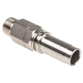 RS PRO Stainless Steel Hose Connector 19.05 mm ID Threaded 1/2 in BSP Male, 20 bar 362-7119