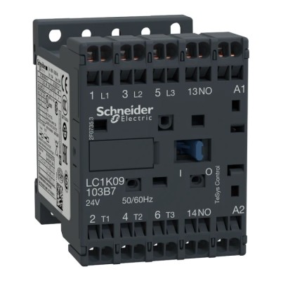 Schneider Electric LC1K Contactor 3-Pole 24V AC Coil 9A 4kW 690V AC 3 NO LC1K09103B7