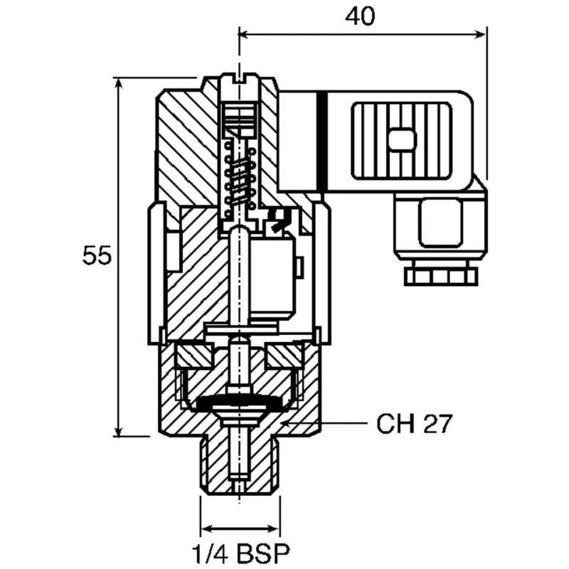RS PRO Adjustable Pressure Switch NC 5 bar to 50 bar, 250V AC, 0.5A Load, IP65, Steel Body 363-5980