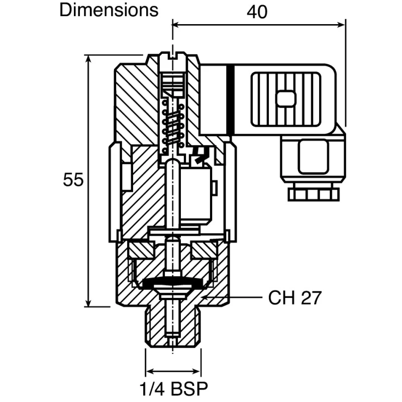 RS PRO Adjustable Pressure Switch NC 5 bar to 50 bar, 250V AC, 0.5A Load, IP65, Steel Body 363-5980