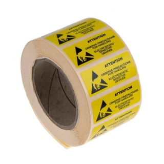 RS PRO Yellow Paper ESD Label Attention Text 38 mm x 16 mm 364-3571