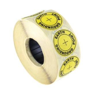RS PRO Yellow Vinyl ESD Label Earth Ground Point Text 36mm 364-3616