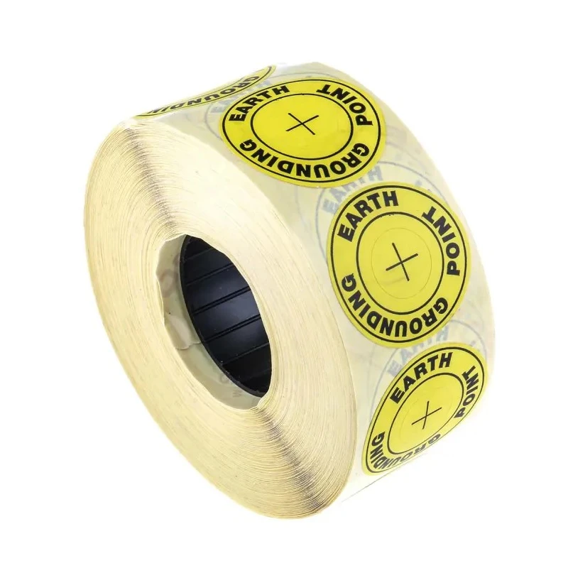 RS PRO Yellow Vinyl ESD Label Earth Ground Point Text 36mm 364-3616