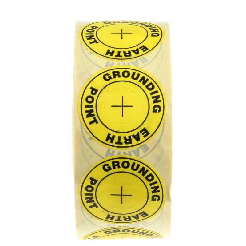 RS PRO Yellow Vinyl ESD Label Earth Ground Point Text 36mm 364-3616