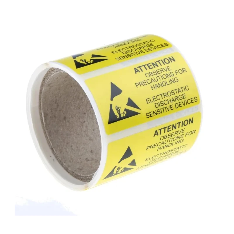 RS PRO Yellow Vinyl ESD Attention Label Self-Adhesive 50 mm x 25 mm 364-3593
