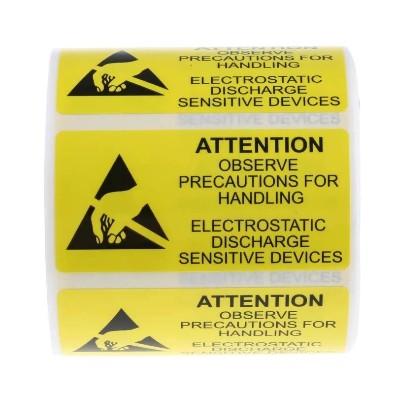 RS PRO Yellow Vinyl ESD Attention Label Self-Adhesive 50 mm x 25 mm 364-3593