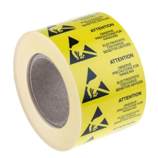 RS PRO Yellow Paper ESD Label Attention Text 50 mm x 25 mm 364-3587