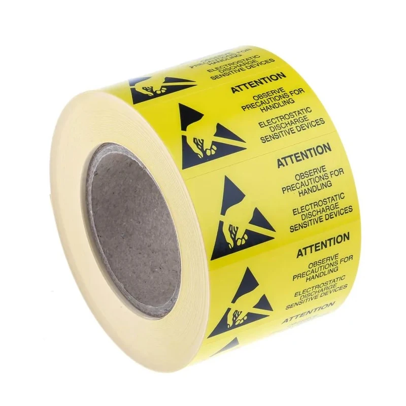 RS PRO Yellow Paper ESD Label Attention Text 50 mm x 25 mm 364-3587