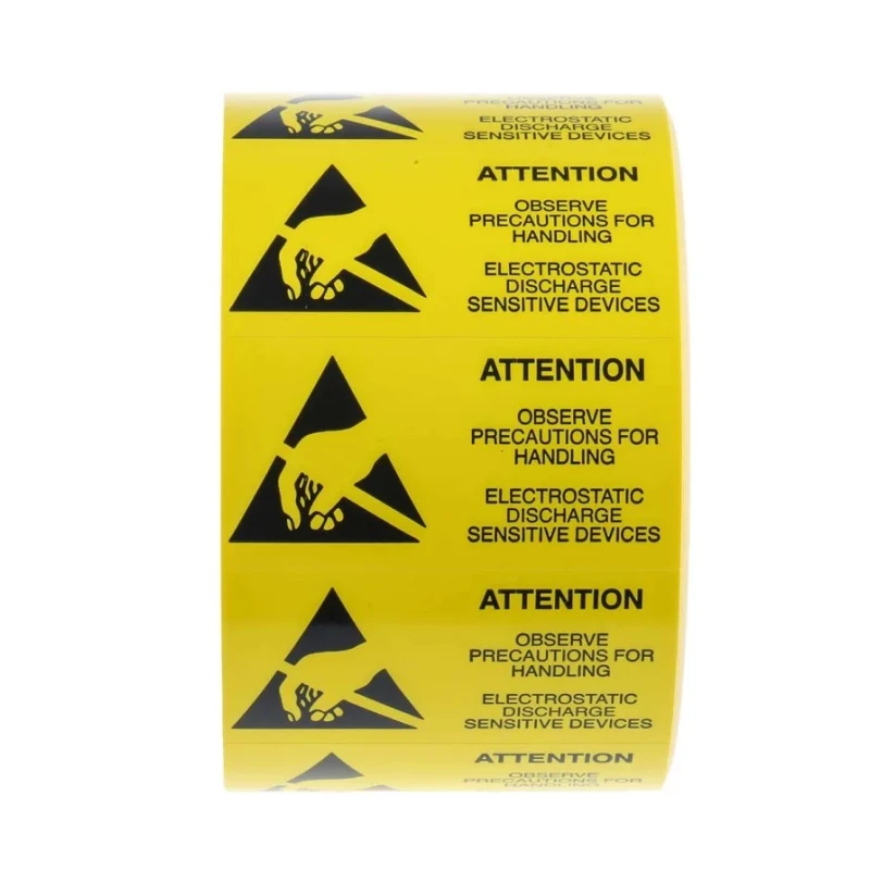 RS PRO Yellow Paper ESD Label Attention Text 50 mm x 25 mm 364-3587
