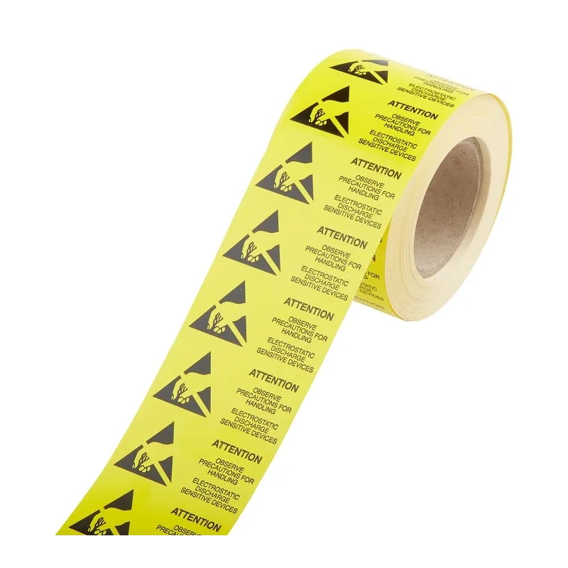 RS PRO Yellow Paper ESD Label Attention Text 50 mm x 25 mm 364-3587