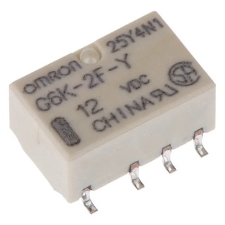 Omron Signal Relay Surface Mount DPDT 12V DC Coil 1A Switching Current G6K-2F-Y DC12