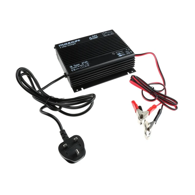 Mascot 9640 Switch Mode 3-Stage Lead Acid Battery Charger 24V 5A UK Plug 120W 9740000054