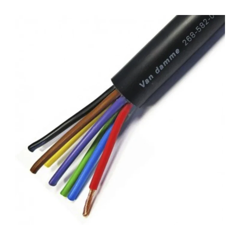 Van Damme Black Tour Grade Series 8 Core Audio Cable, Stranded Oxygen-Free Copper, 500m Length, PVC Jacket, 70°C 268-582-000