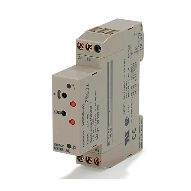 Omron DIN Rail Timer Relay, 1-Contact, ON Delay Function, 48 V dc, 230 V ac, 24 V ac, Time Range 0.1 s to 120 h, SPDT H3DS