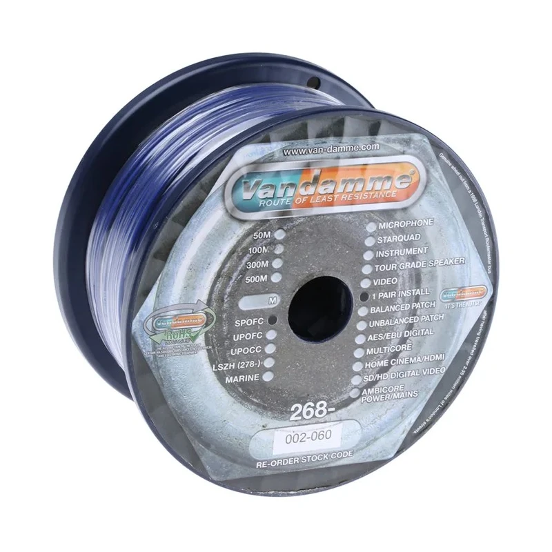 Van Damme Classic XKE 1 Pair Screened Audio Cable 100 m Blue 268-002-060