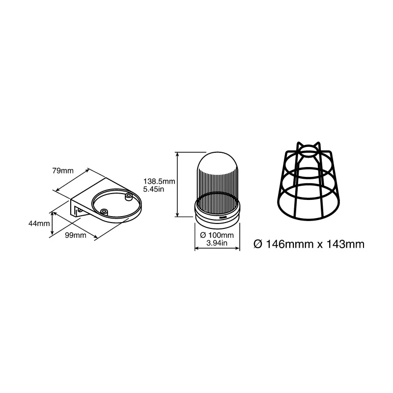Werma Incandescent Black Wall Bracket for use with 829, 826, 885 Beacons, 827 975.826.05