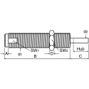 ACE Shock Absorber, M14 x 1.5 Thread Size, 69.1 mm Body Length, 86.6 mm Overall Length, 25 mm Stroke Length MC150EUMH