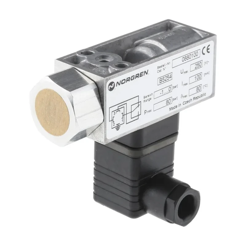 Norgren Electromechanical Pressure Switch Male Positive Pressure, 1/4 in G Thread, 18D Series 880100000000000
