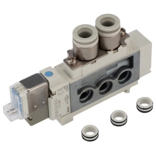 SMC Pneumatic Solenoid Valve 5/2 Solenoid Rc 8 mm Port One-Touch Fitting Die Cast Aluminium 24V dc SY5000