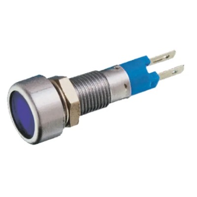 Signal Construct Blue Panel Mount Indicator 24, 28V, 10mA, IP67, Flush Bezel Silver SMLD08414
