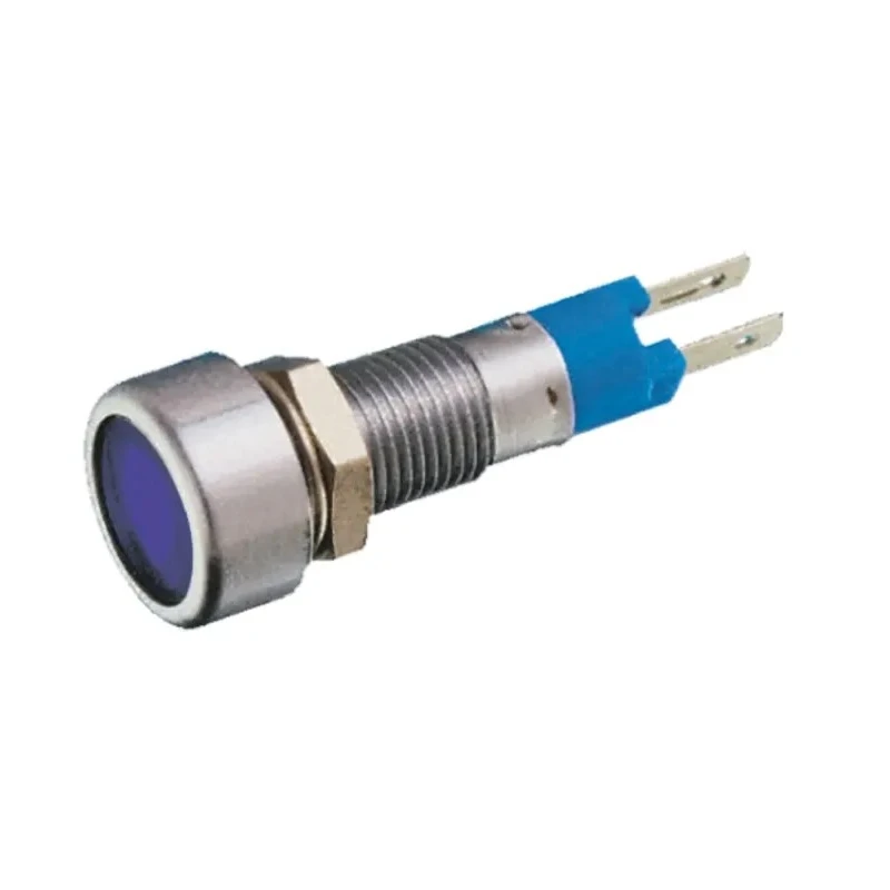 Signal Construct Blue Panel Mount Indicator 24, 28V, 10mA, IP67, Flush Bezel Silver SMLD08414