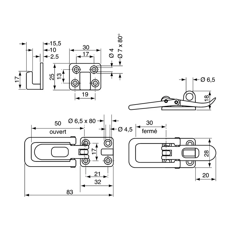ROCA Brass Chrome-Plated Lockable Toggle Latch 83 mm Length 28 mm Width 18 mm