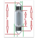 Osram Automotive Incandescent Lamp SV8.5-8, Clear, 12V, 10W, 11mm Diameter, 41mm Length, 500h Lifespan 6411
