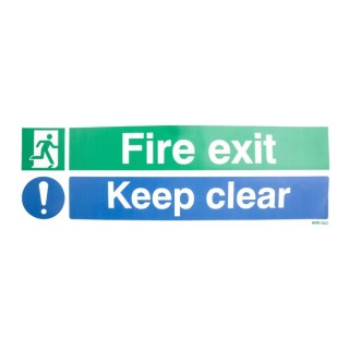 RS PRO Vinyl Fire Safety Label Fire Exit Keep Clear Self-Adhesive 150mm x 450mm 370-1762