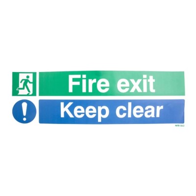 RS PRO Vinyl Fire Safety Label Fire Exit Keep Clear Self-Adhesive 150mm x 450mm 370-1762