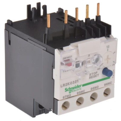 Schneider Electric Thermal Overload Relay 1 NO/1 NC, 10A, 14 A F.L.C, 14A Contact Rating, 100 W Power, 250 V DC LR2K0321