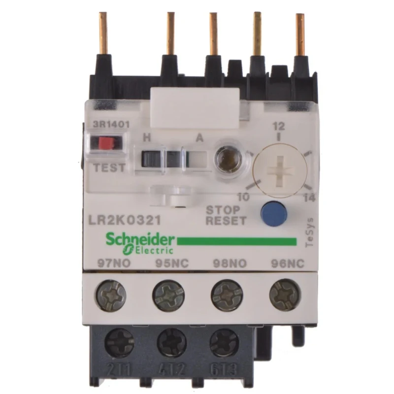 Schneider Electric Thermal Overload Relay 1 NO/1 NC, 10A, 14 A F.L.C, 14A Contact Rating, 100 W Power, 250 V DC LR2K0321