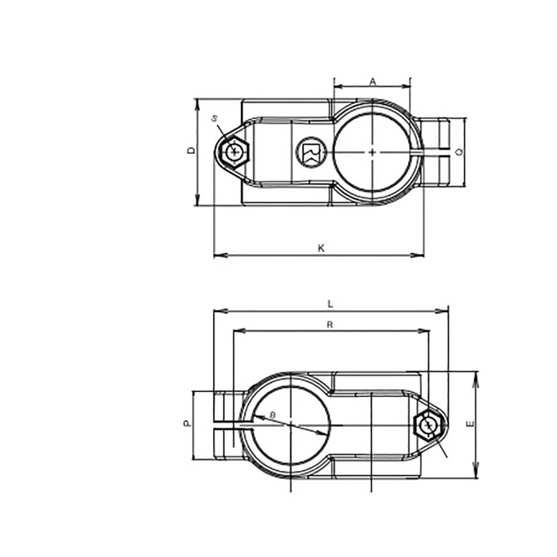 Rose+Krieger M6 Cross Clamp Connecting Component, Strut Profile 16 mm, Groove Size 25.5 mm, Round Tube Size 101 600 000200