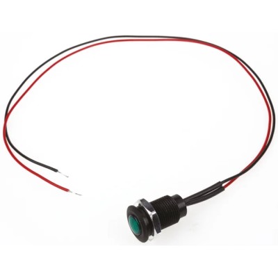 Oxley Green LED Panel Mount Indicator 24V AC, Flying Lead Termination, IP66, 10.2 mm Mount Hole OXL/CLH/100/24AC/FL30/GN