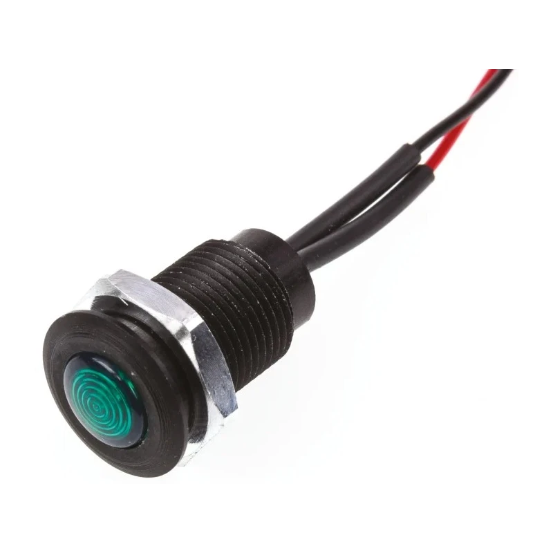 Oxley Green LED Panel Mount Indicator 24V AC, Flying Lead Termination, IP66, 10.2 mm Mount Hole OXL/CLH/100/24AC/FL30/GN