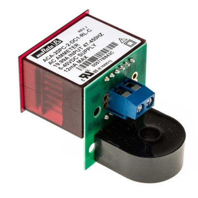 Murata Power Solutions Digital Ammeter 100 A AC/DC, 0.838 in x 1.336 in Cutout, ±0.15% FS Meter Accuracy ACA-20PC-2-DC1-RL-C