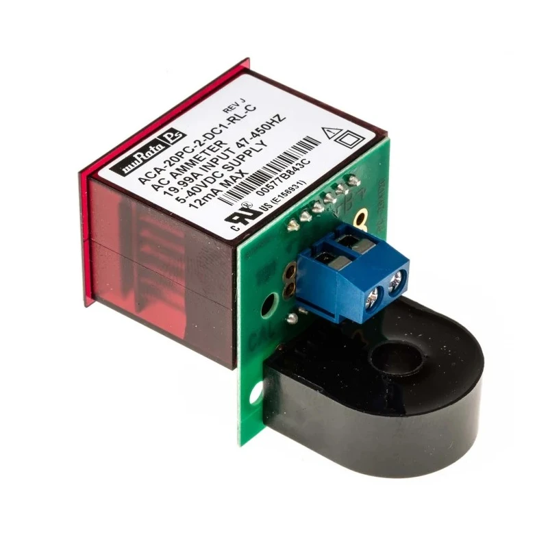 Murata Power Solutions Digital Ammeter 100 A AC/DC, 0.838 in x 1.336 in Cutout, ±0.15% FS Meter Accuracy ACA-20PC-2-DC1-RL-C