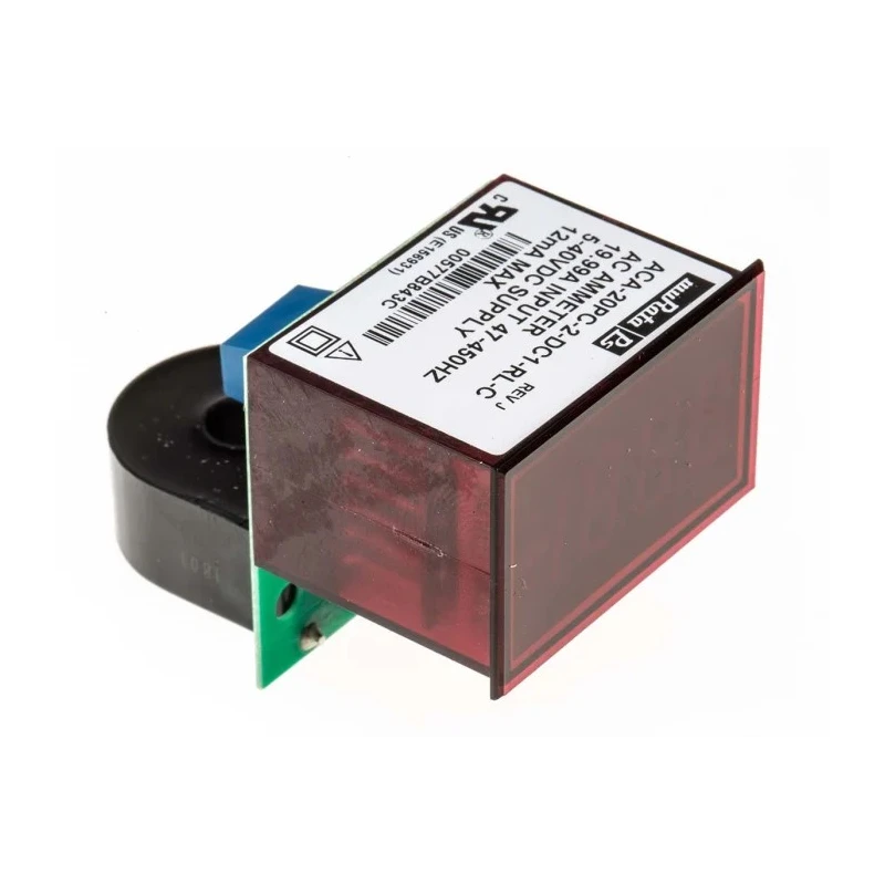 Murata Power Solutions Digital Ammeter 100 A AC/DC, 0.838 in x 1.336 in Cutout, ±0.15% FS Meter Accuracy ACA-20PC-2-DC1-RL-C