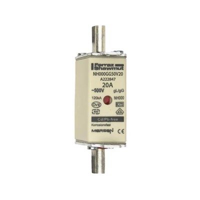Mersen 20A NH Fuse NH000 500V AC Electrical Ceramic NH Fuse NH000 NH000GG50V20/3