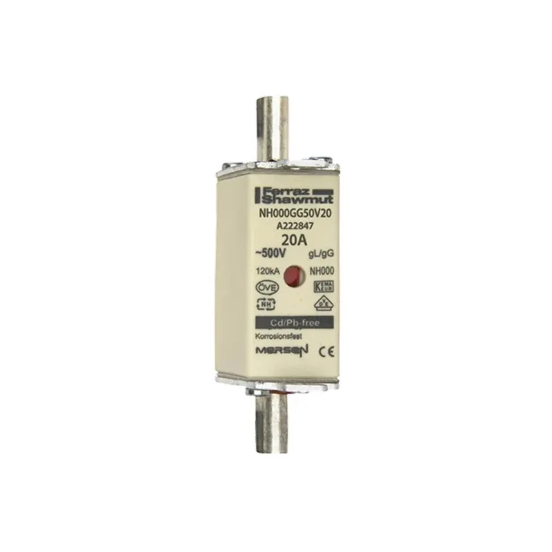 Mersen 20A NH Fuse NH000 500V AC Electrical Ceramic NH Fuse NH000 NH000GG50V20/3